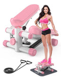 Mini Stepper with Resistance Bands, Adjustable Height Fitness Stepper Machine C74093