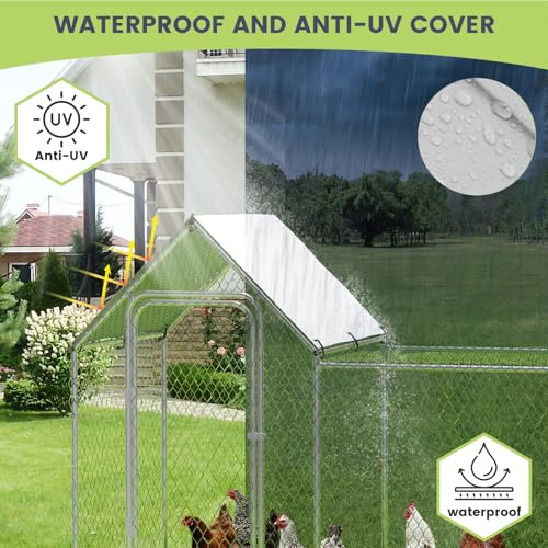 Large Metal Chicken Coop with Waterproof Cover O4098