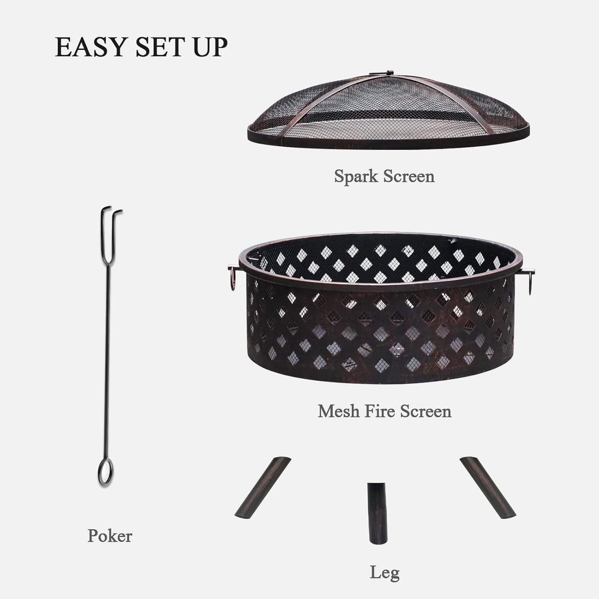 25 Inch Wood Burning Fire Pit with Spark Screen and Cover R7579
