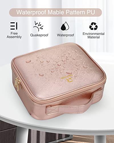 13.8 inches Large Black Cosmetic Case with Adjustable Dividers and Shoulder Strap I4805