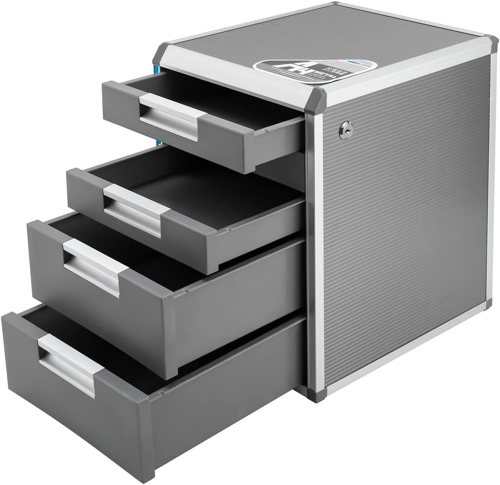 Grey 5 Layers Desktop Drawer Organizer with Lock E24926