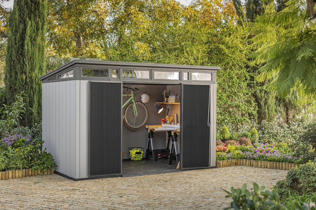 Grey & Black Resin Outdoor Storage Shed H7566