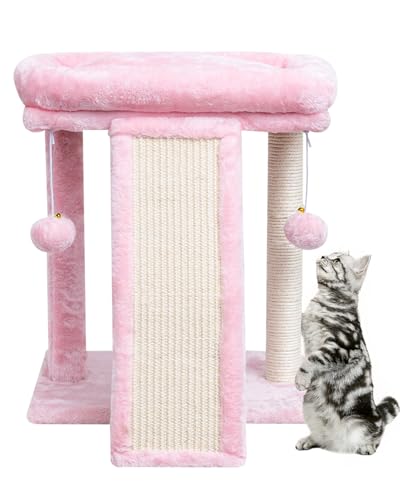 Small Cat Tree with Scratching Post, Light Grey M8035