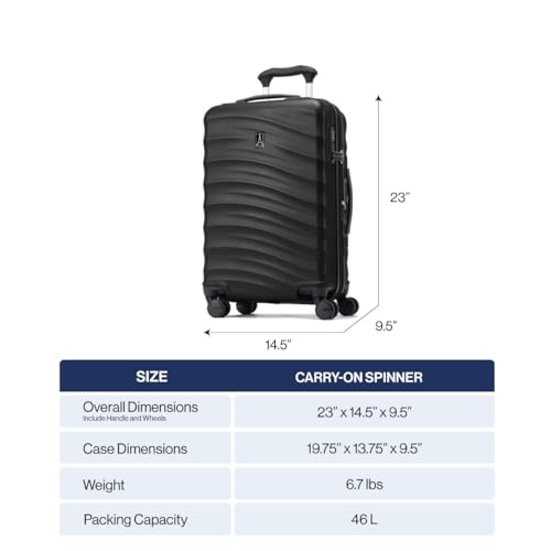 Black 21-Inch Hardside Carry On Luggage with 8 Spinner Wheels V288