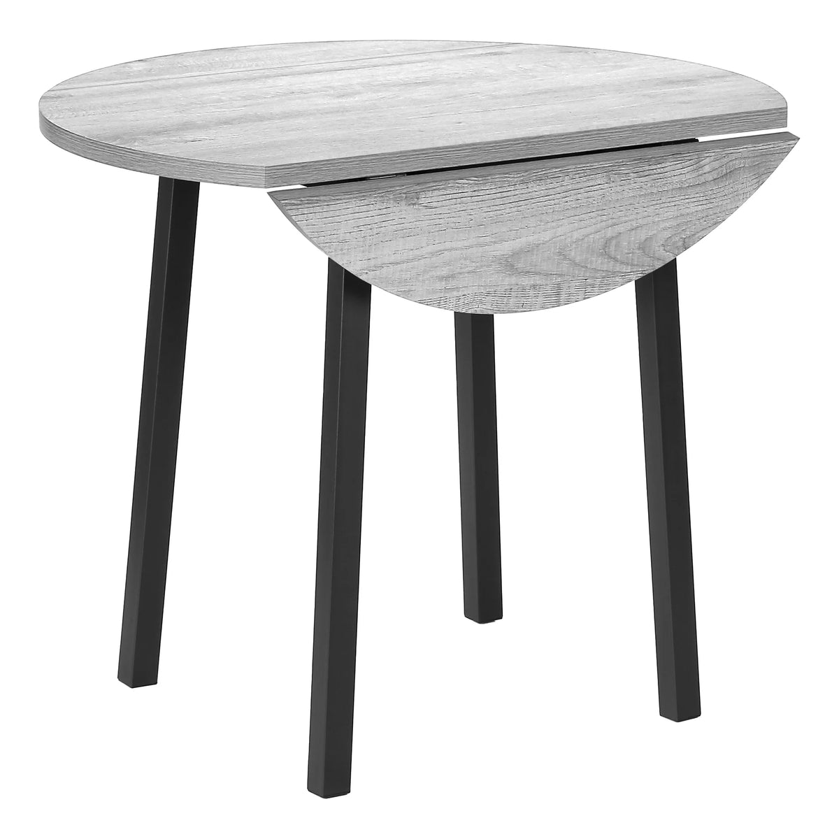 Gray 3pcs Drop Leaf Dining Table Set with Black Metal P487737