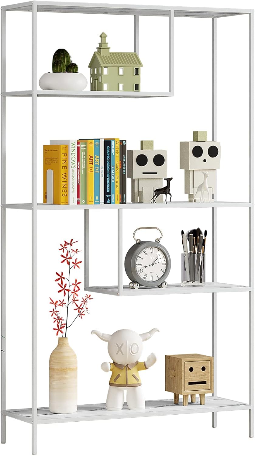 White 3-Tier Metal Bookshelf Storage Organizer B385325