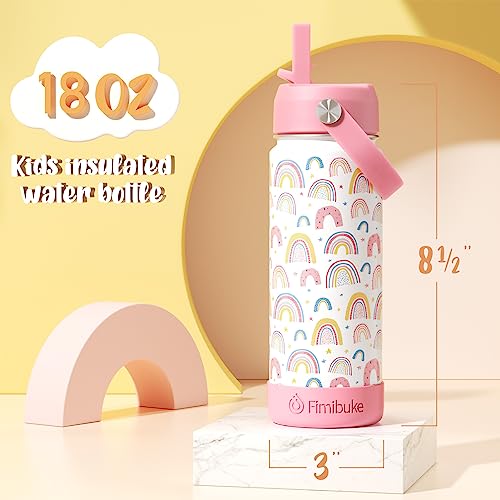 18oz 2 Pack Double Wall Stainless Steel Insulated Water Bottle with Straw W770098