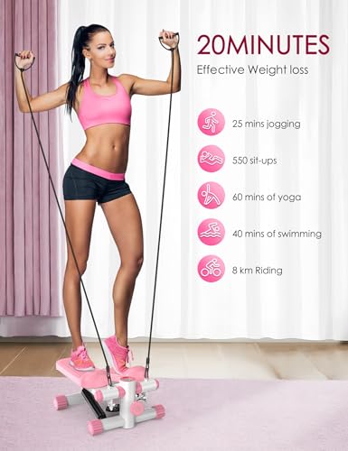 Mini Stepper with Resistance Bands, Adjustable Height Fitness Stepper Machine C74093