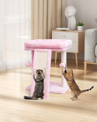 Small Cat Tree with Scratching Post, Light Grey M8035