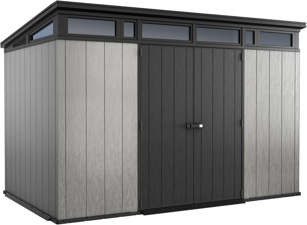 Grey & Black Resin Outdoor Storage Shed H7566