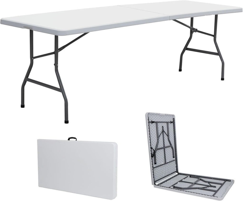 White 8ft Portable Folding Plastic Table Y628