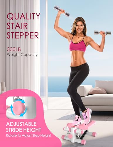 Mini Stepper with Resistance Bands, Adjustable Height Fitness Stepper Machine C74093