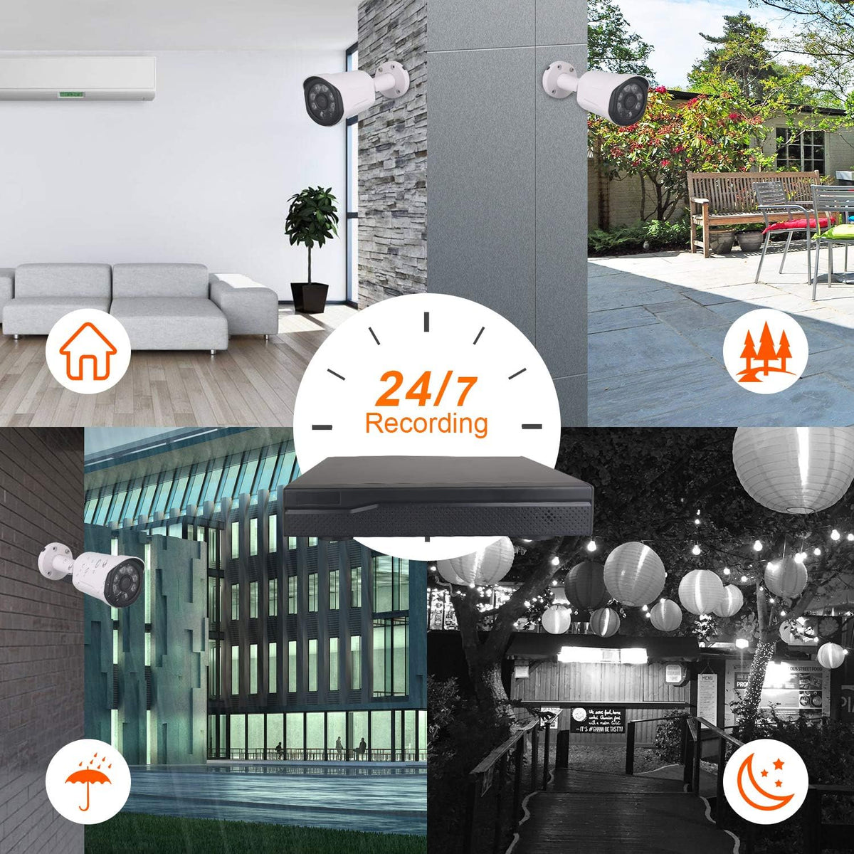3MP HD POE NVR Security Camera System with 4 Weatherproof Bullet IP Cameras M9591