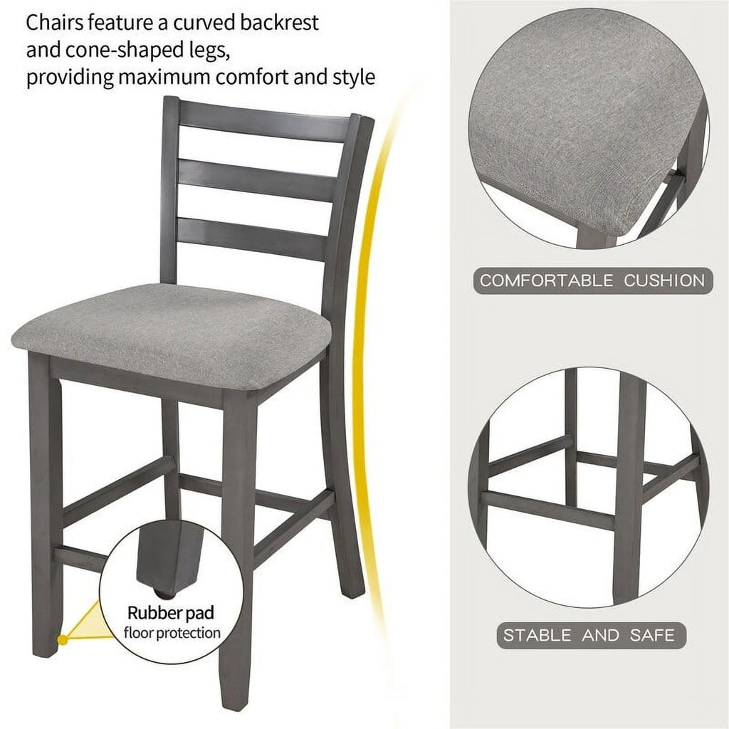 Espresso Square Dining Table Set of 4 with 4 Upholstered Chairs S36785