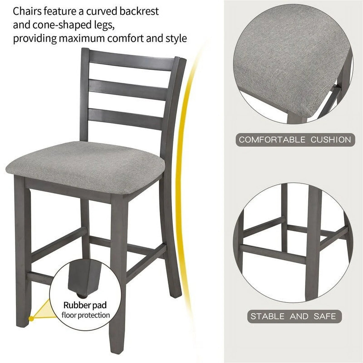 Espresso Square Dining Table Set of 4 with 4 Upholstered Chairs S36785
