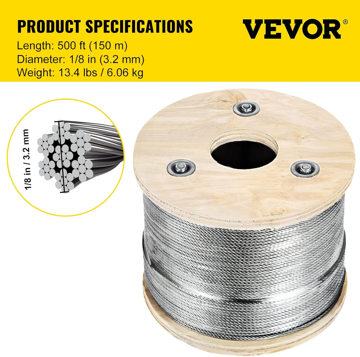Stainless Steel Cable Railing 1/8x 500ft Wire Rope R9259