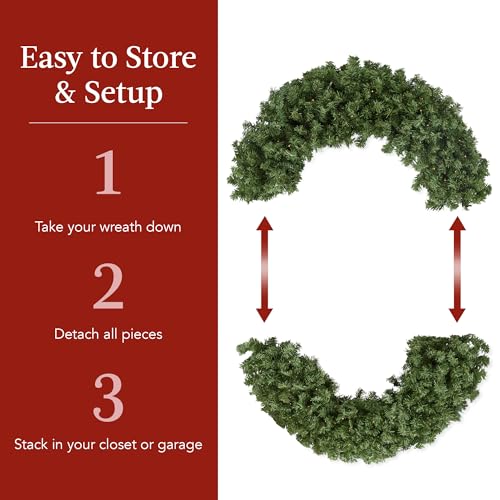 36in Artificial Pre-Lit Fir Christmas Wreath with 150 LED Lights A845541