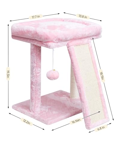 Small Cat Tree with Scratching Post, Light Grey M8035