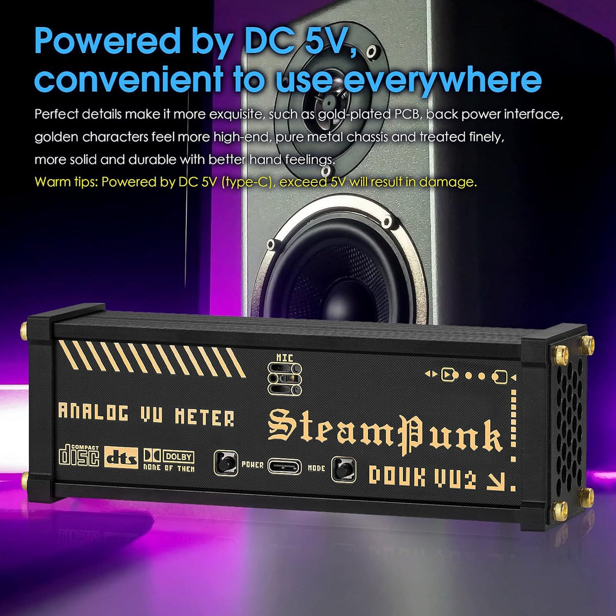 Dual Analog VU Meter RGB Sound Level Indicator N1614