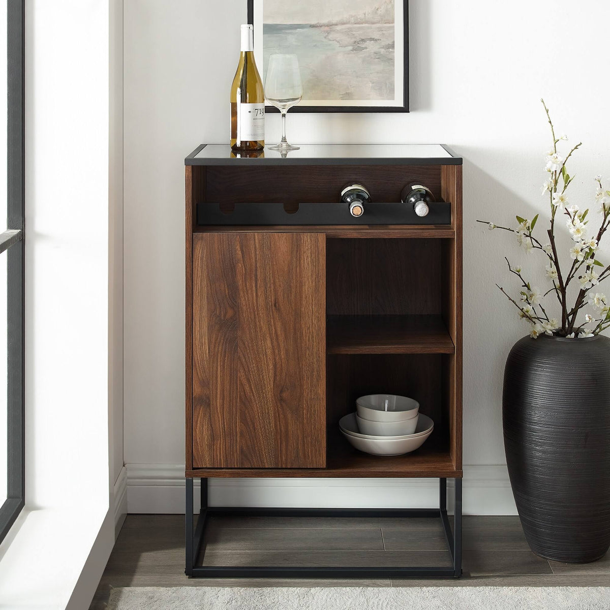 Glass Top 1-Door Bar Cabinet I76163