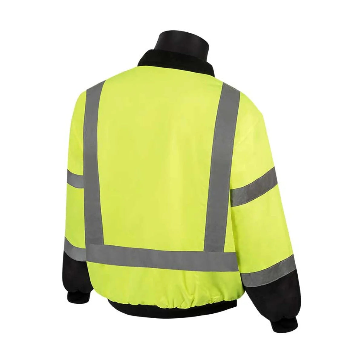 Hi Vis Class 3 Insulated Reflective Winter Work Jacket with Quilted Liner, Black Bottom, XLARGE W3765