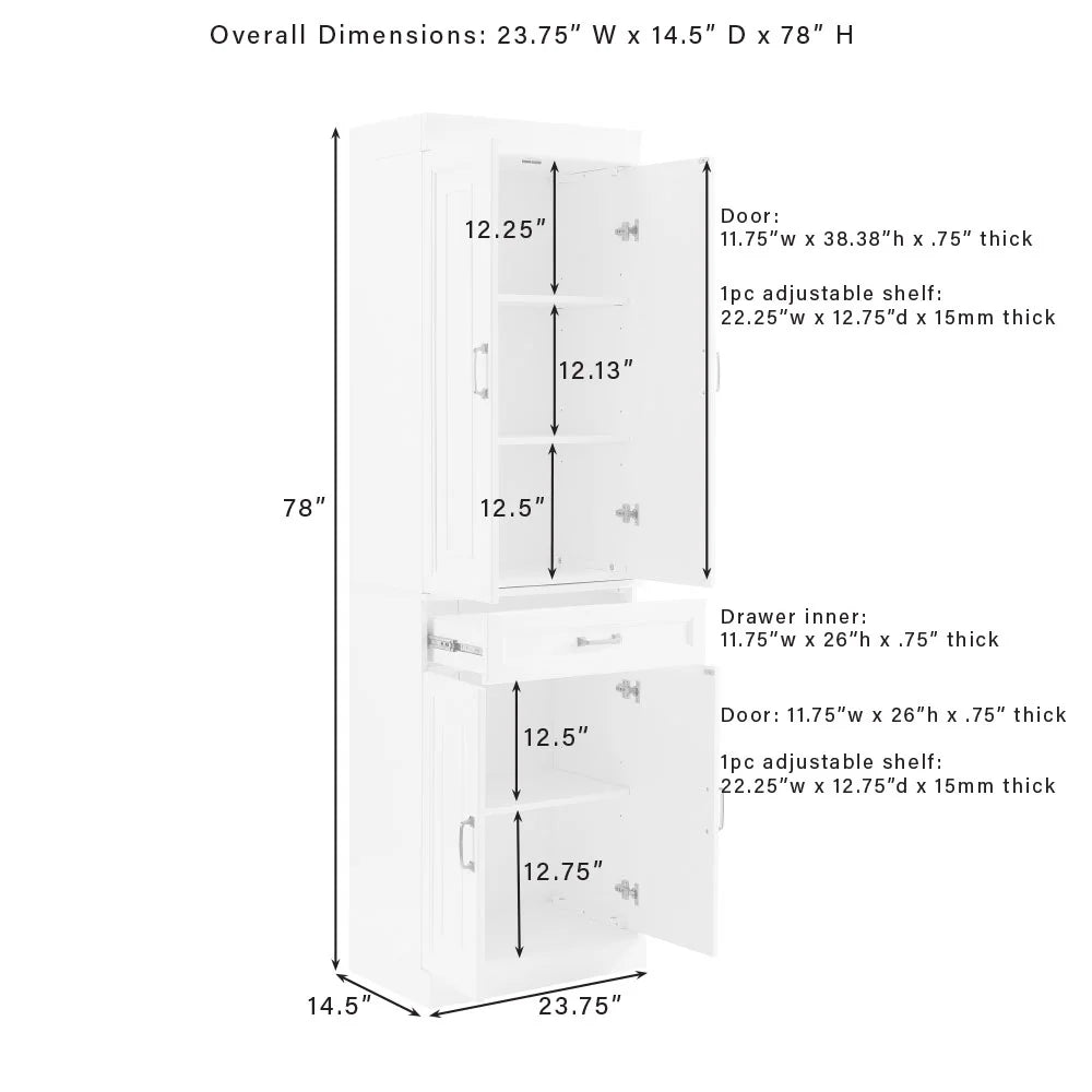 White MDF Wood Pantry (Set of 2) H148