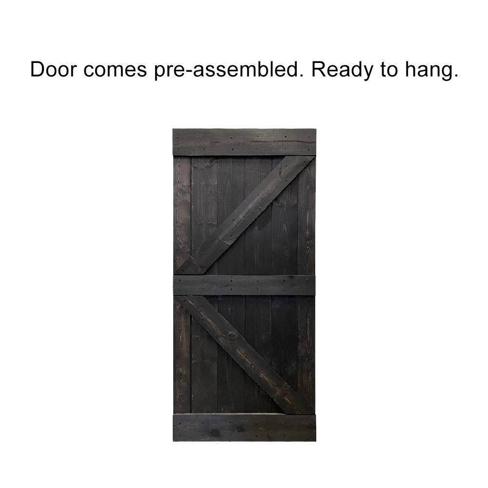 Ocean Blue Stained Wood Interior Sliding Barn Door with Hardware Kit O774007