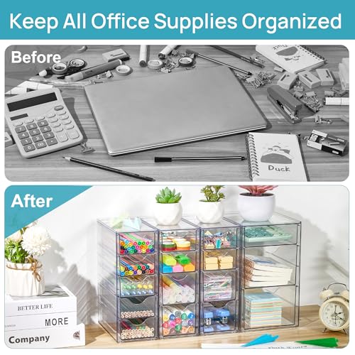 Acrylic 16 Drawers 4 Set Clear Storage Organizer S427