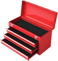 Red 3 Drawer Lockable Steel Tool Chest Cabinet with Top Tray S593250