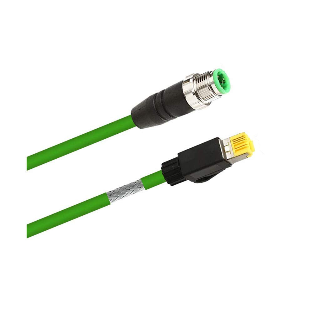 M12 4-Pin D-Coding Sensor Connector to RJ45 C4 Plug Shielded Cable (15FT) M5527