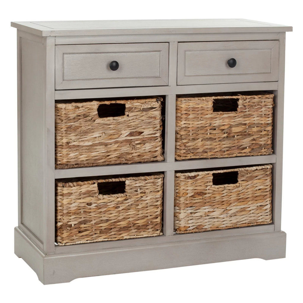 2-Drawer Storage Unit with 4 Wicker Baskets Y123