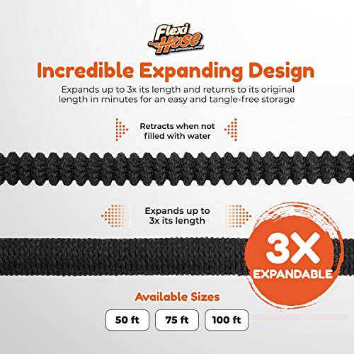 Expandable Garden Hose 50 ft Brass Fittings Black U97453
