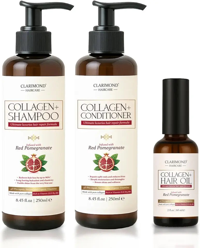 Shampoo, Conditioner & Hair Oil Set with Collagen, Keratin & Vitamins S652