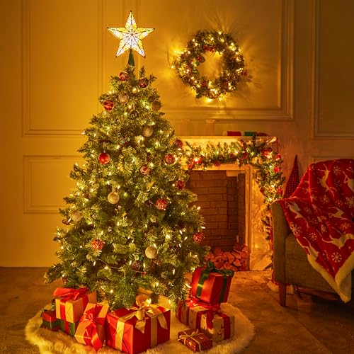 9 inch Silver PVC Star Christmas Tree Topper with 10 Warm White Light M565