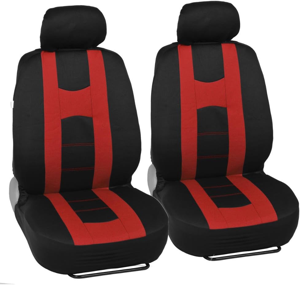 Black/Red Stripe Seat Covers Full Set Pack of 2 E678
