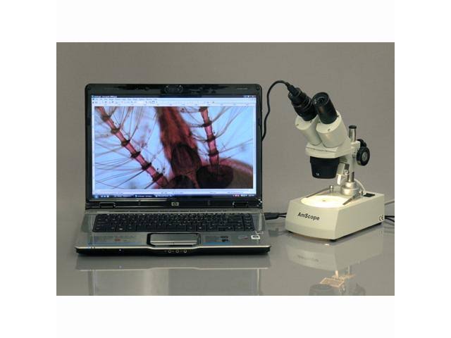 10X-20X-30X-60X Stereo Microscope with 2-Lights and 1.3MP USB Camera A47590