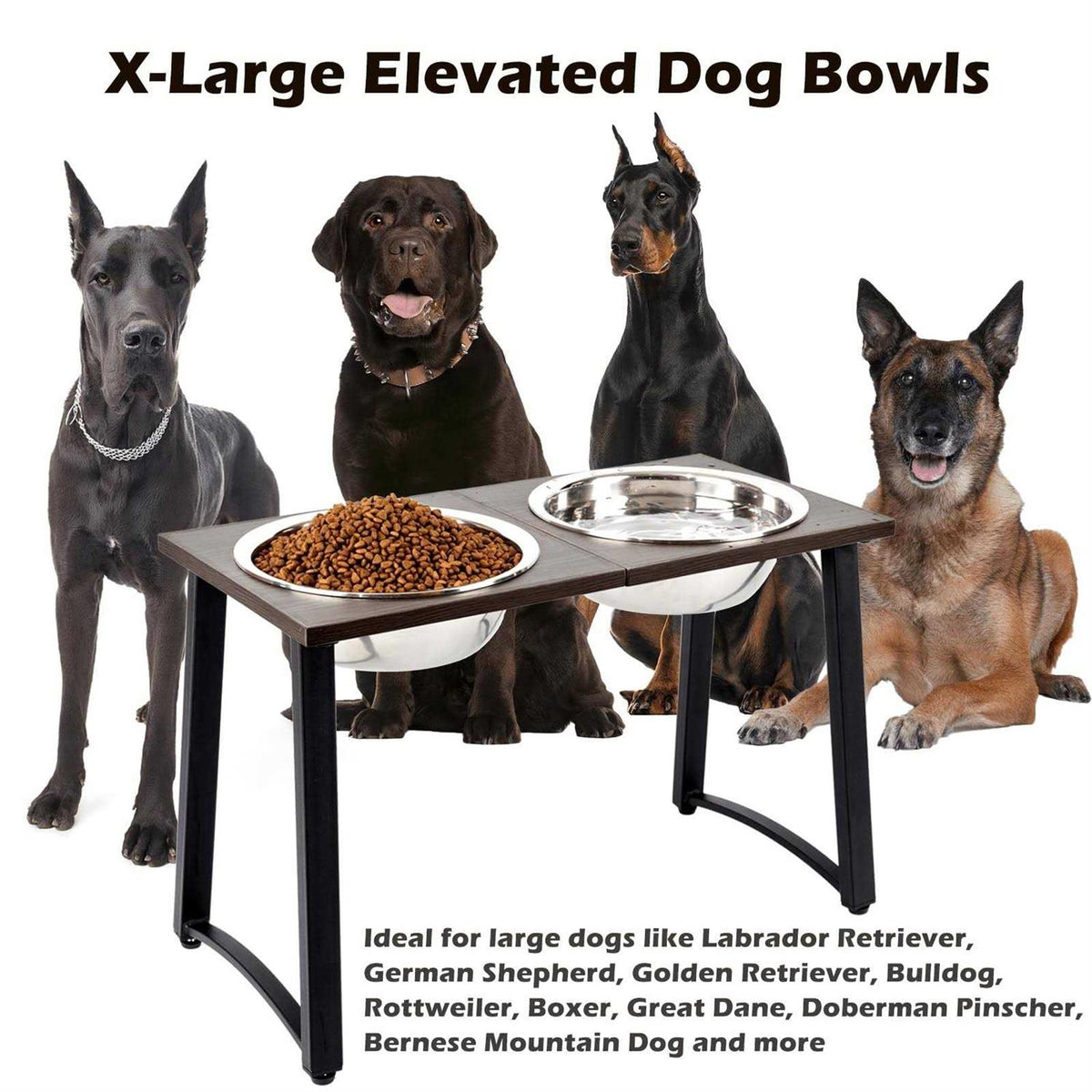 Elevated Dog Bowls with 2 Stainless Steel Bowls and Slow Feeder H20769