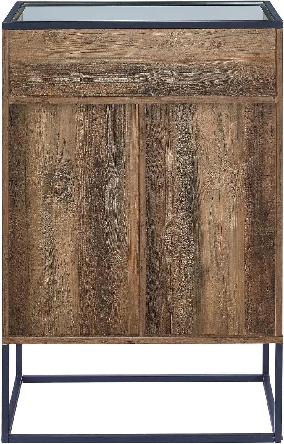 Rustic Oak Wood and Glass Bar Cabinet I3208