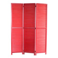 Red Wooden Screen with 3 Panels and Shutter Design G1942