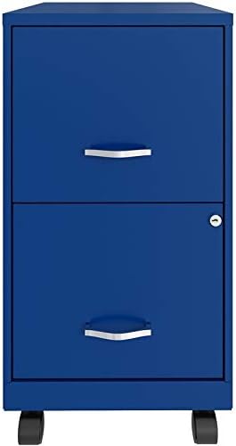Blue 2 Drawer Metal Mobile File Cabinet with Lock H82575