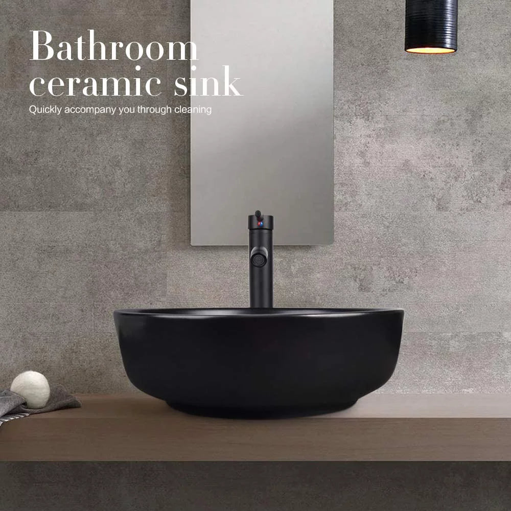 Porcelain Ceramic Vessel Sink and Faucet Combo Z548619