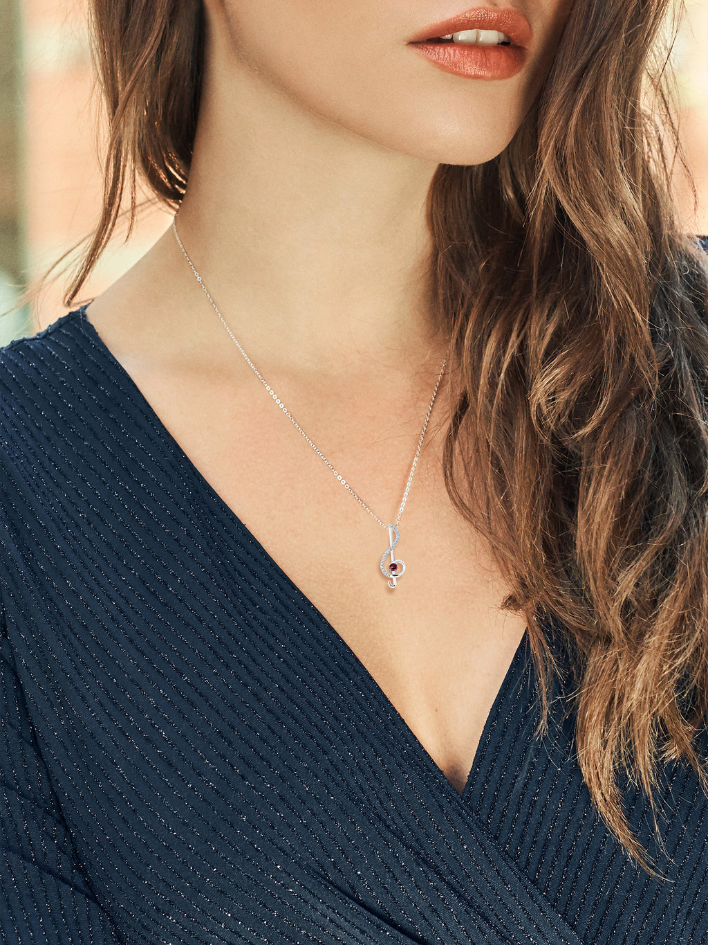 Treble Clef Music Note Pendant Necklace Set in 925 Sterling Silver with 18 inch Silver Chain R2220