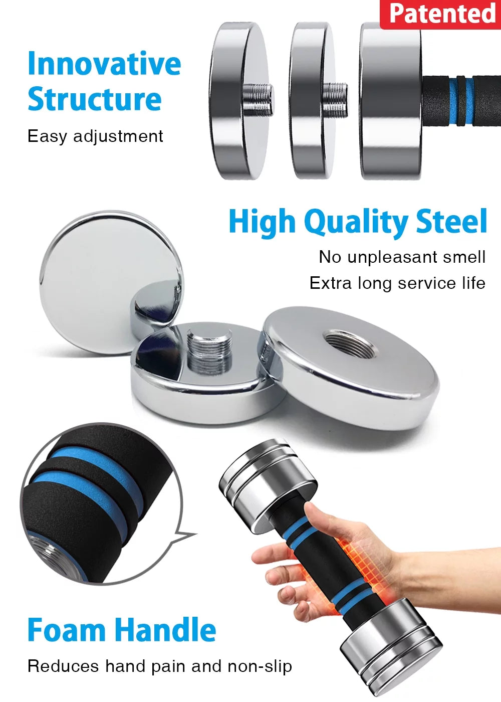 Adjustable Dumbbells Pair Steel Weight Set with Foam Handle W6709