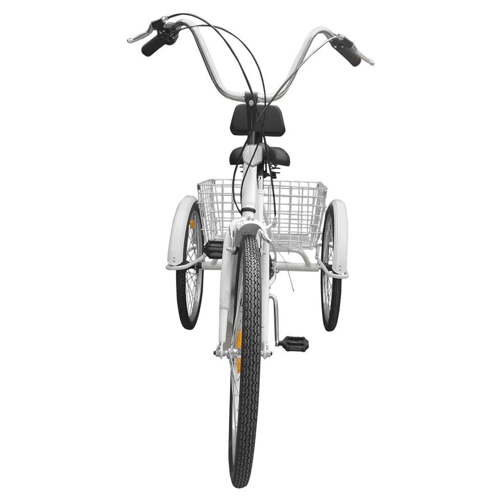 7-Speed 24 Adult 3-Wheel Tricycle with Basket White P347