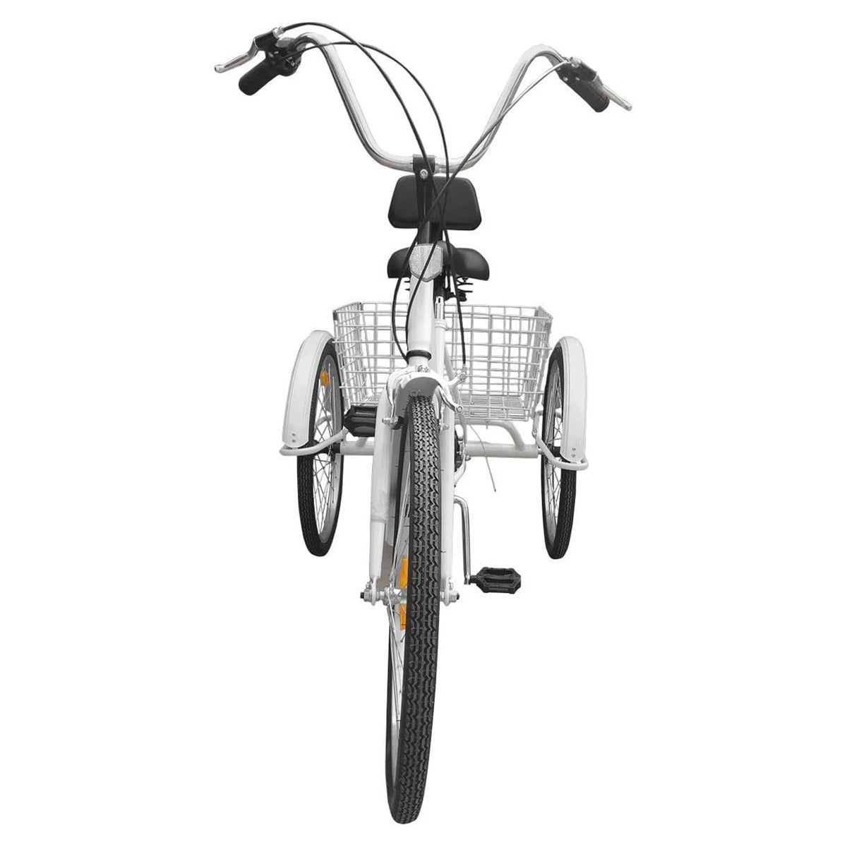 7-Speed 24 Adult 3-Wheel Tricycle with Basket White P347