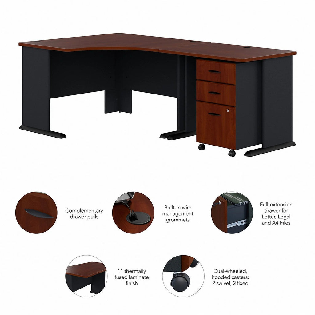 83" L Shaped Executive Desk in Hansen Cherry G1126