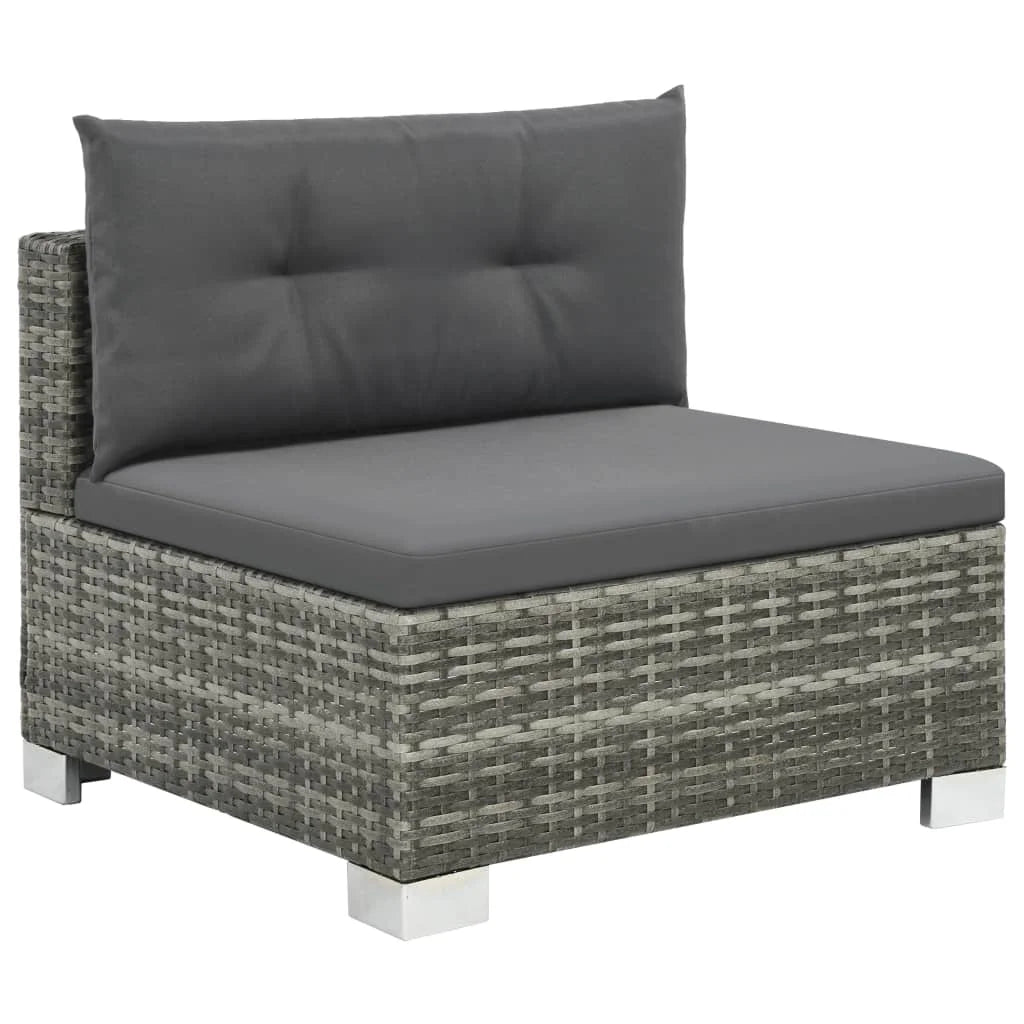10 Piece Poly Rattan Gray Garden Set with Cushions W8235