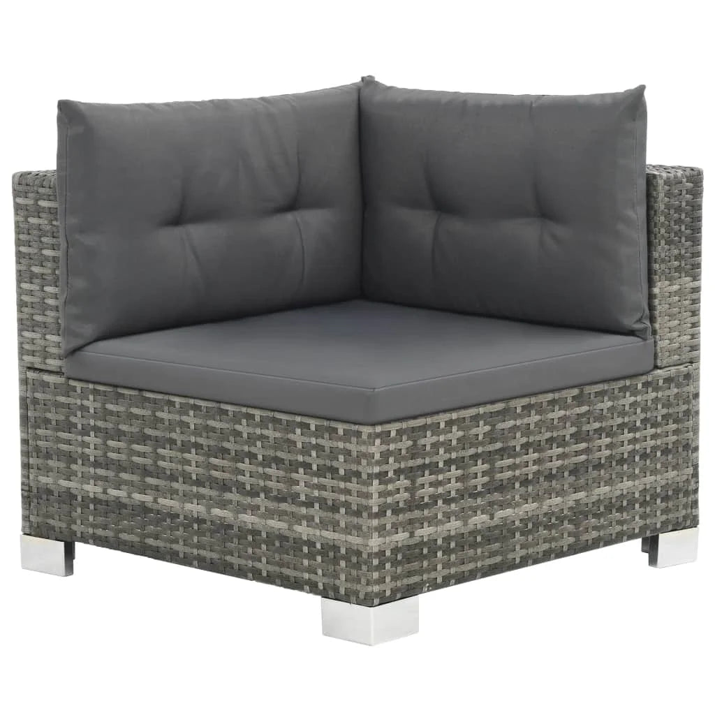 10 Piece Poly Rattan Gray Garden Set with Cushions W8235