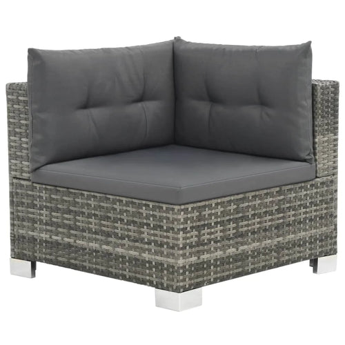 10 Piece Poly Rattan Gray Garden Set with Cushions W8235