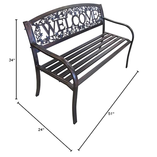 Metal Welcome Outdoor Bench B351